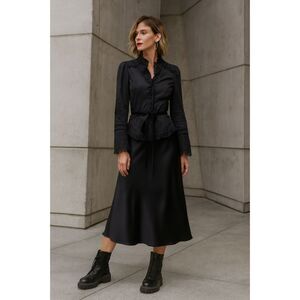 Whistles London Lace Trimmed Embroidered Belted Cotton Blazer Jacket 4